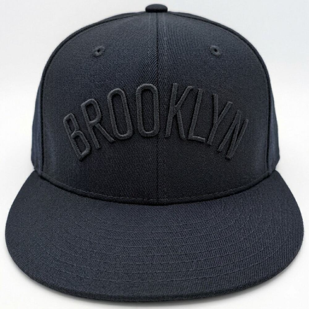 Rare Adidas Brooklyn Nets NBA Hat Dark Navy Blue Black Script S/M - Good